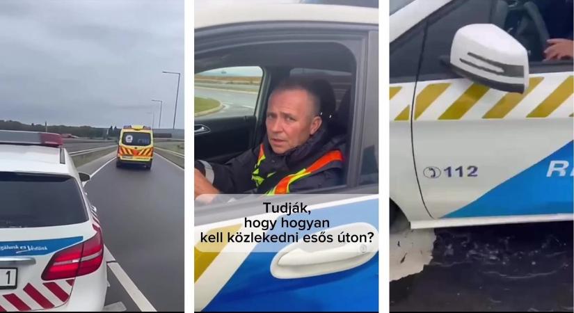 Tudják, hogy kell esős úton közlekedni? – kérdezte a rendőr, de ezzel nem volt vége
