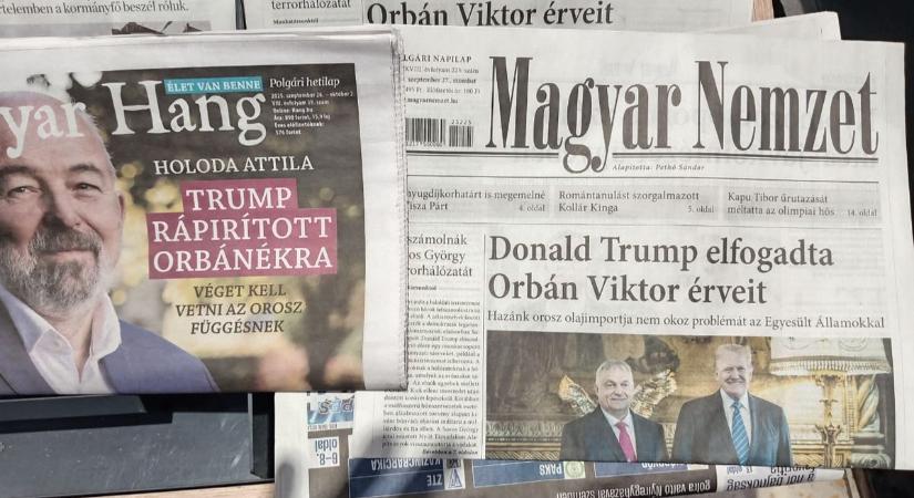 Orbán Viktor és Donald Trump beszélgetése: rosszul öregedett a tiszás hetilap pénteki címlapja