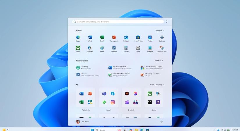 Érkezik a Windows 11 új Start menüje