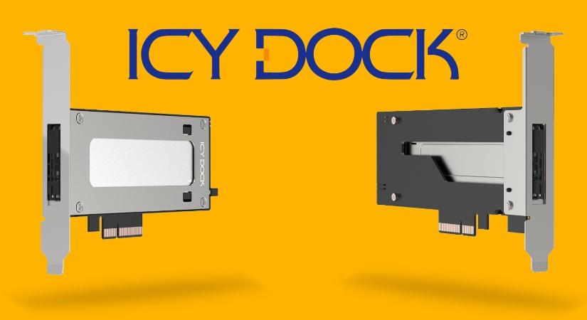 PCI bővítőhelyet elfoglaló Icy Dock mobilrack M.2-es SSD-knek
