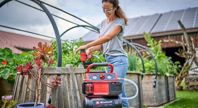 Az Einhell mobilis Power X-Change akkus kompresszorával soha nem fogy ki a szuszból!
