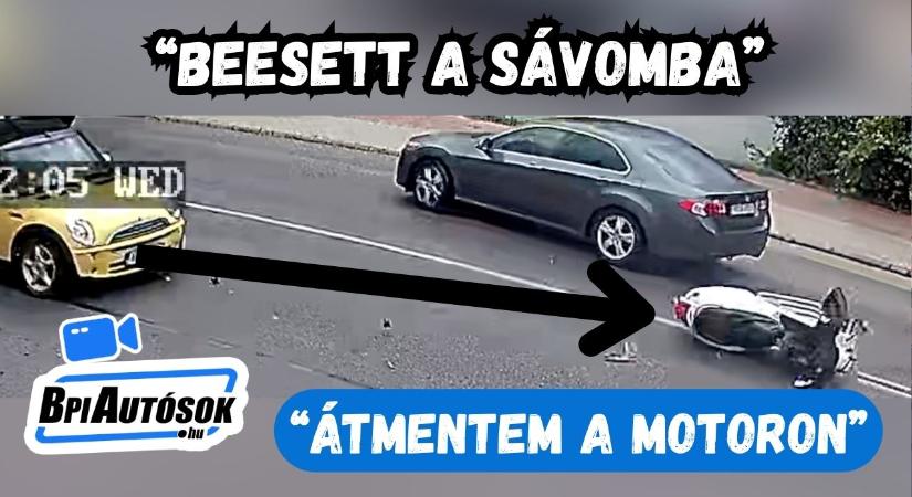 Elé esett a motoros, áthajtott a motoron a Minivel Budaörsön