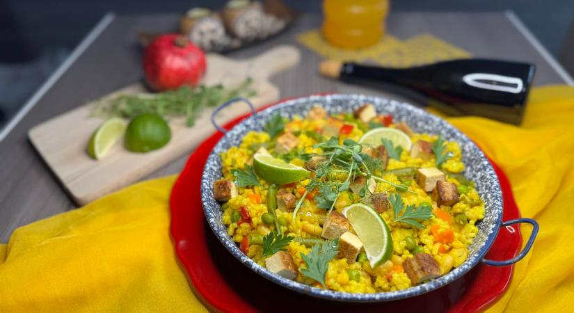 Vegán paella – színes-zamatos spanyol klasszikus extra fehérjetartalommal