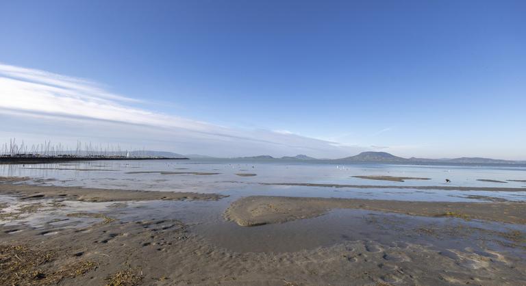 Napok óta csökken a Balaton vízszintje, már sétálni lehet a mederben