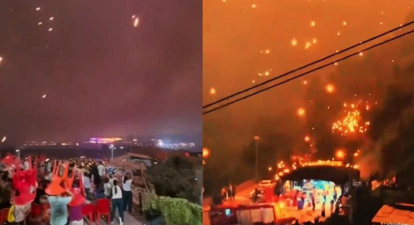 Drónokkal csináltak tűzijáték showt Kínában, tűzgolyók záporoztak a nézőkre – videó