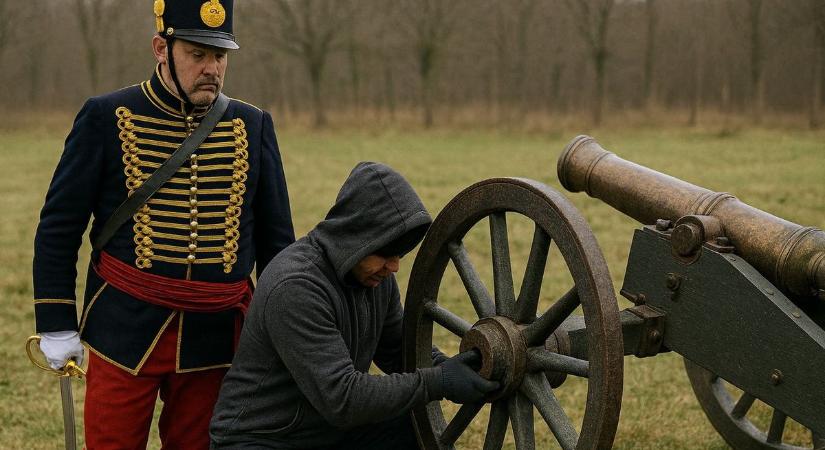 Pofánk leszakad - ellopták a somogyi huszárok ágyújának kerekét