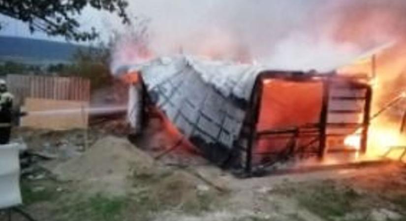 Órási lángokkal égett egy hétvégi ház Tatabányán Helyszíni fotó