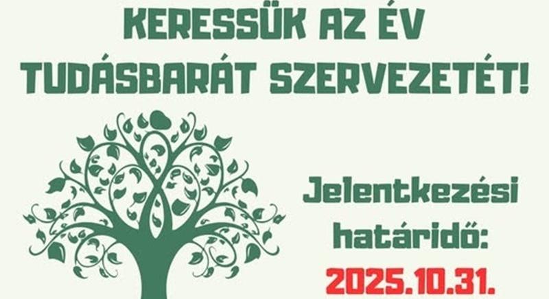 Pályázati felhívás a Tudásbarát Szervezet 2025 díjra