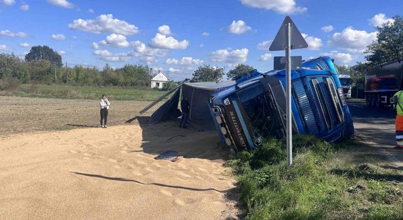 Huszonhat tonna rakomány szóródott szét a mezőn