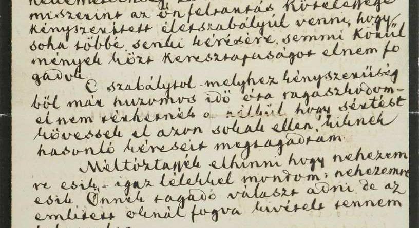 Kossuth Lajos ezt a levelet írta, mikor száműzetésében keresztapának kérték fel
