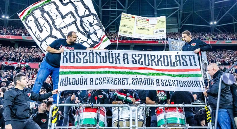 Fotó: "Küldjük a csekkeket..." - keményen üzent a tábor az MLSZ-nek a magyar-örmény meccs után