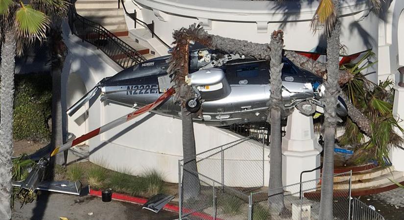 Hotelre zuhant egy helikopter, felvétel is készült a balestről