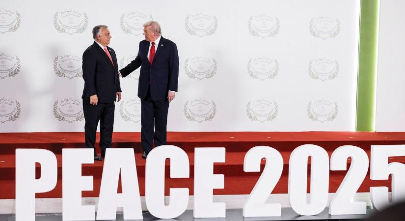 Premier plán: Orbán Viktor és Donald Trump a gázai tűzszüneti megállapodás helyszínén