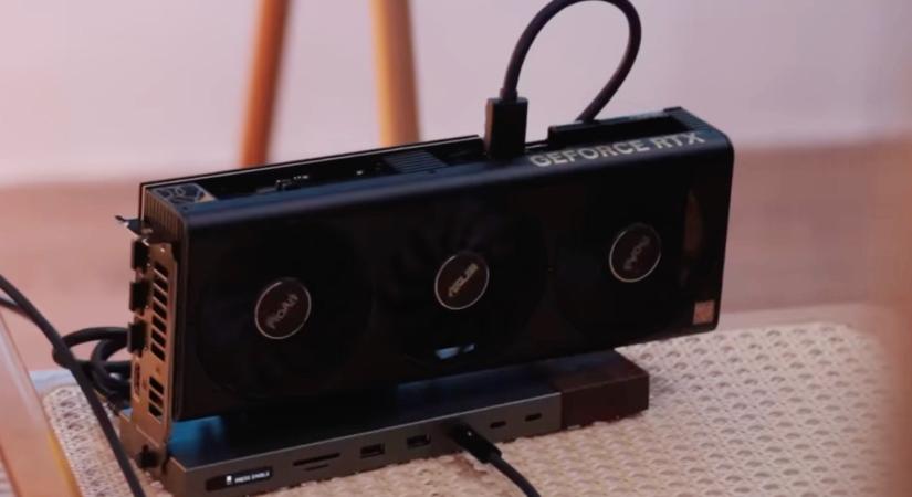 Kijelzőt, vezeték nélküli töltőt, 11 az egyben dokkolót és M.2-es slotot is kapott ez a Thunderbolt 5 portos videokártya-dokkoló