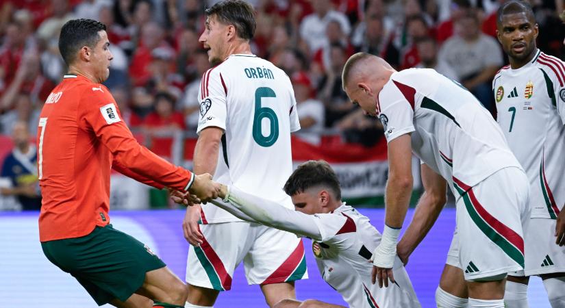 Mekkora jelenet a portugál-magyarról! Amikor Ronaldo lenyugtatta Varga Barnabást a pályán - videó