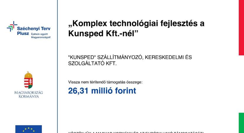 „Komplex technológiai fejlesztés a Kunsped Kft.-nél” – Sajtóközlemény
