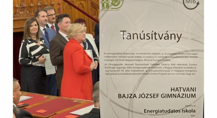 Energiatudatos Iskola címet kapott a Bajza 