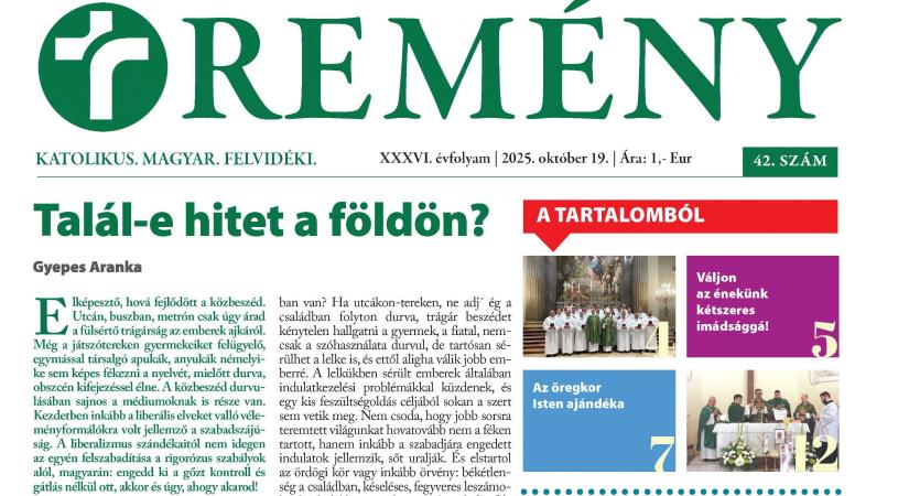 Ízelítő a Remény katolikus hetilap 42. számából