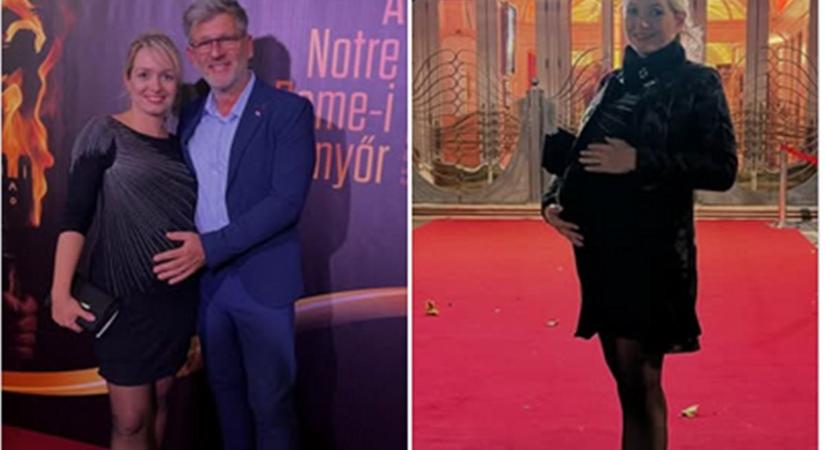 Kárász Róbert 14 évvel fiatalabb várandós felesége miniben ment a premierre