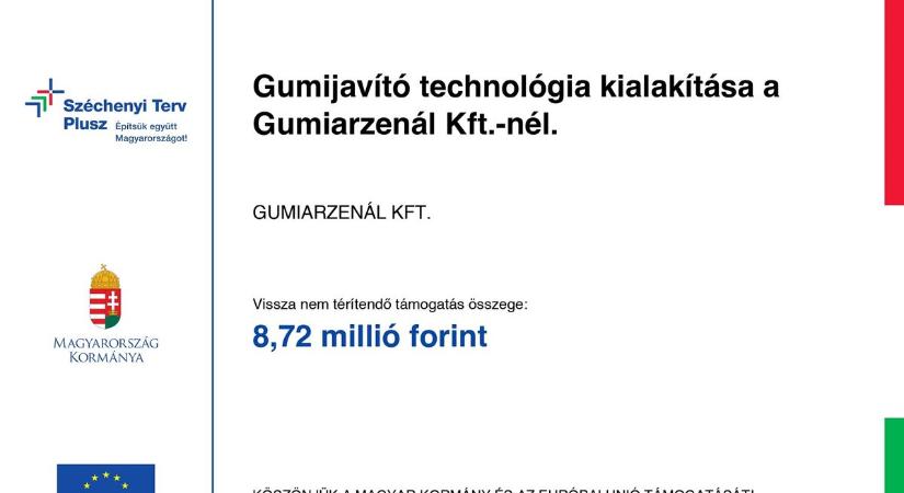 „Gumijavító technológia kialakítása a Gumiarzenál Kft.-nél” – Sajtóközlemény
