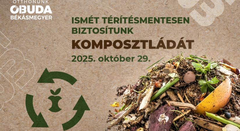 Ismét térítésmentesen biztosítunk komposztládát – Akciónk időpontja: 2025. október 29., már lehet regisztrálni!