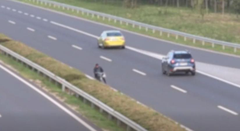 A közlekedés szégyene az M30-ason! A kocsik között bringázott, bebújt a sövénybe, aztán jött a teljes döbbenet! – videó