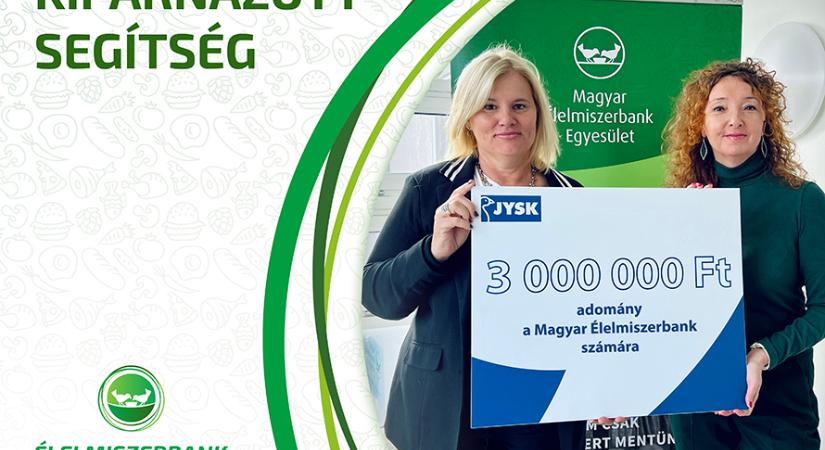 A JYSK és a Magyar Élelmiszerbank Egyesület közös adománya több ezer rászorulónak nyújtott segítséget