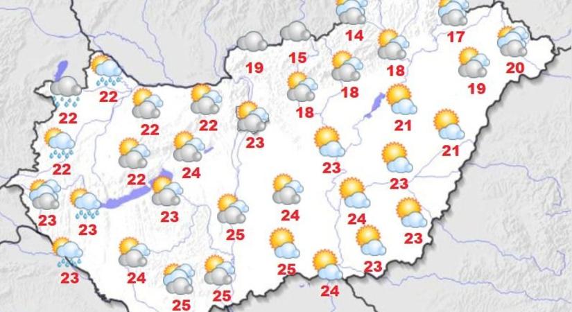 Csütörtöki időjárás: napsütés, szél és eső váltja egymást