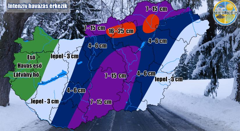 Kisebb hóvihar jöhet a fél országra: intenzív havazás, szélvihar, hófúvás!