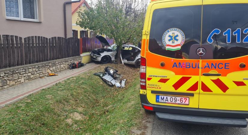 Fának csapódott az autó Nemeshanyban: három sérült, köztük egy gyermek is (fotók)