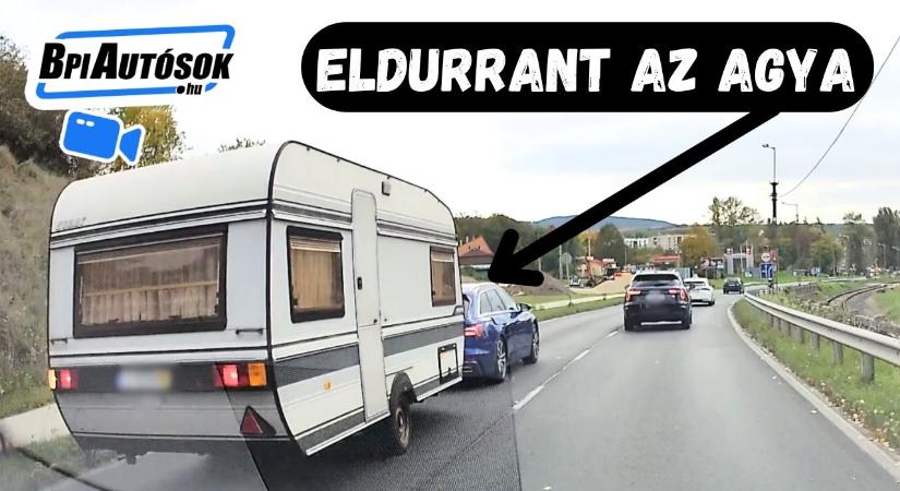 Olyat raccsingolt a lakókocsival az audis, hogy nem hiszed el