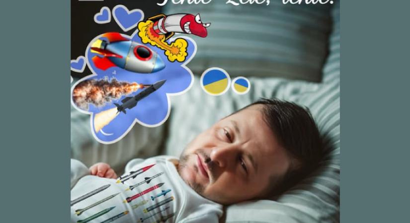 A csecsemőként ábrázolt, rakétákról álmodó Zelenszkij képével elérte eddigi mélypontját a kormánypropaganda