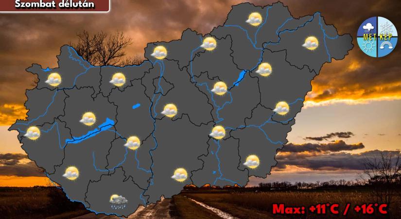 Változóan felhős idő, estétől egyre többfelé lehet eső, zápor, esetleg zivatar