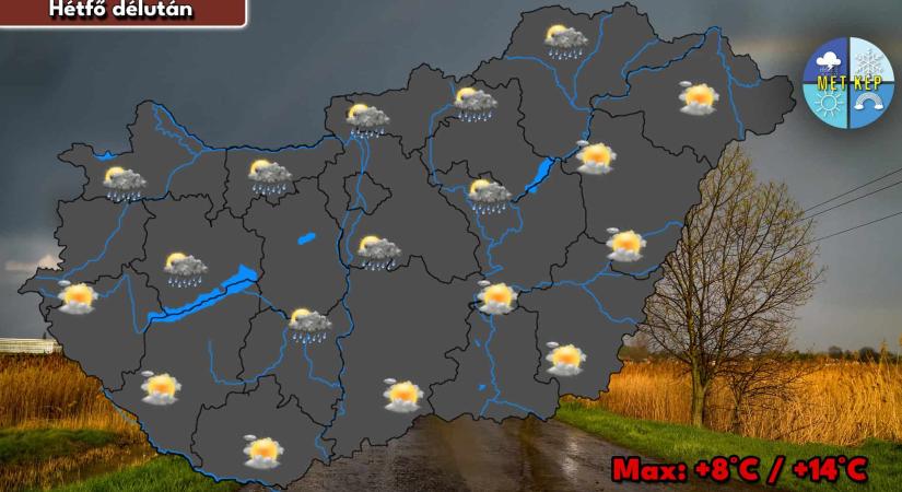 Elszórt záporok, tarkíthatják a hétfői időjárást