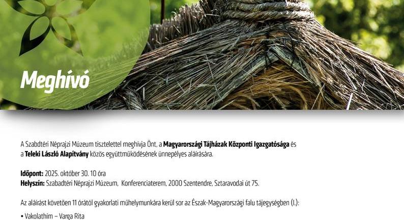 Együttműködési megállapodást ír alá a Skanzen és a Teleki László Alapítvány