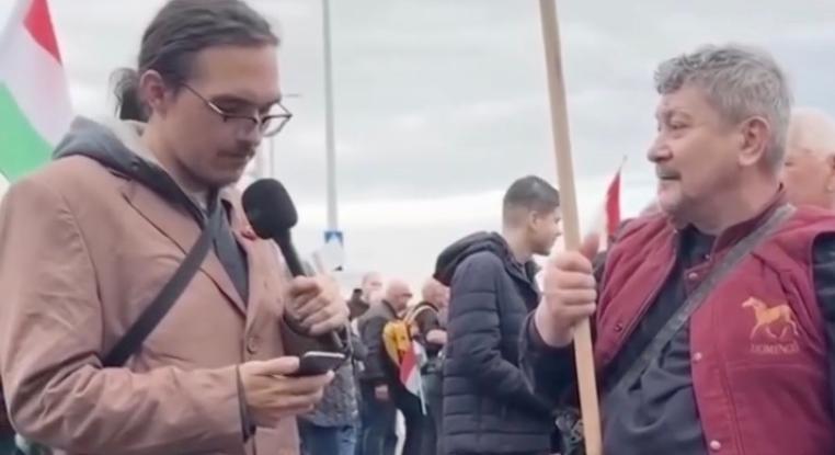 Provokálni akart a „riporter” a Békemeneten, de magát tette nevetségessé (videó)
