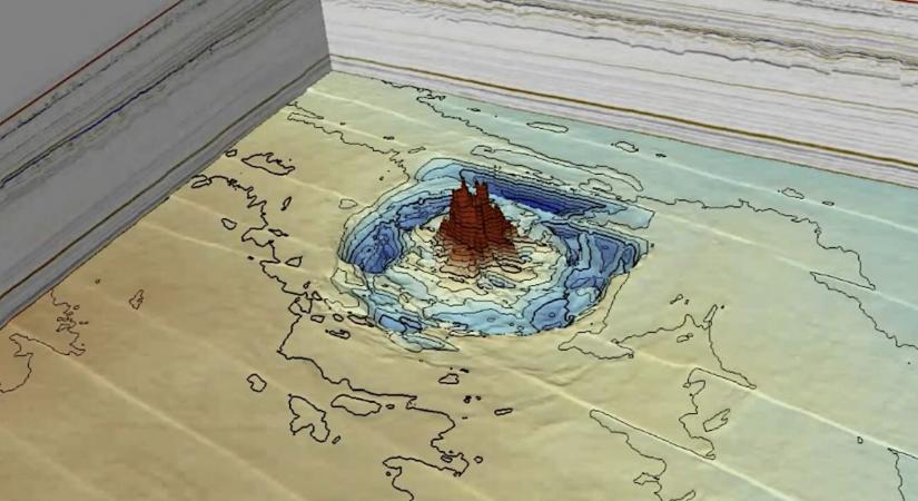 3D-vizsgálattal térképezték fel az óceán alján fekvő Nadir-krátert, amely a dinoszauruszok kihalása idején keletkezett