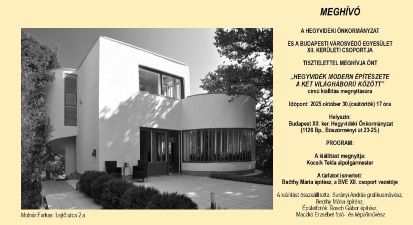 Hegyvidék modern építészete a két világháború között – kiállítás