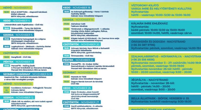 Siófok novemberi programjai