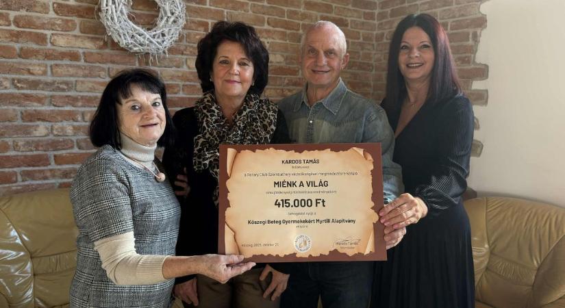 Több mint 400 ezer forinttal segíti a beteg gyermekeket a Rotary Club Szombathely és Kardos Tamás