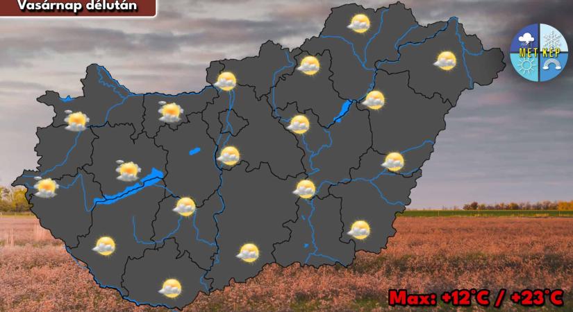 Vasárnap már több felhő lesz felettünk, estétől nyugaton az eső is eleredhet