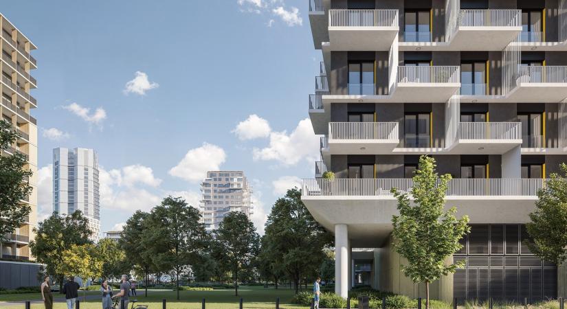 A BudaPart központi parkja mellett épül a városnegyed tizenegyedik lakóháza