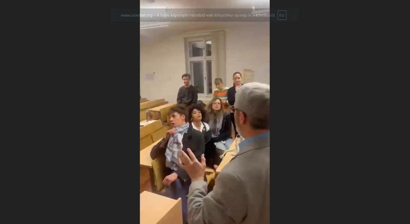 Kivágták a palesztinpárti egyetemi hallgatót, aki megzavarta az izraeli professzor előadását az ELTE-n