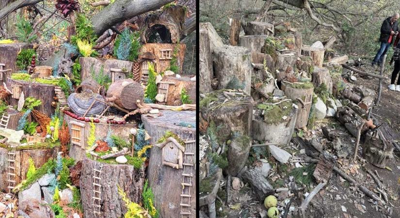 „Helyrehozhatatlan károk történtek” – vandálok verték szét a budakalászi Manófalvát, az alkotó soha többé nem akarja újraépíteni az installációt