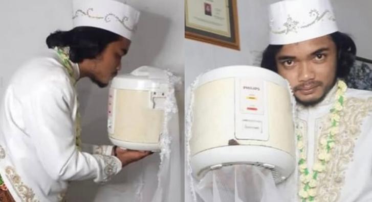 Virális lett a fotó a férfiról, aki hús-vér nő helyett egy rizsfőzőt vett feleségül, megvolt rá az oka