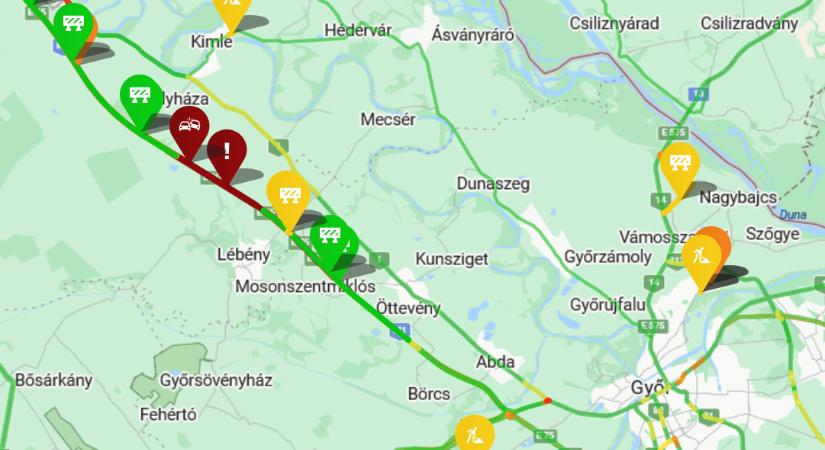 Baleset és több kilométeres torlódás az M1-esen