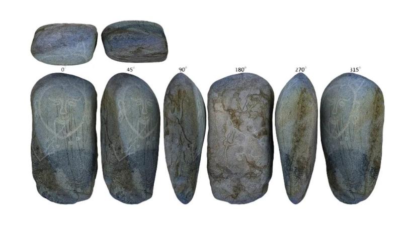 Furcsa, háromszarvú embert ábrázoló követ találtak egy ásatáson