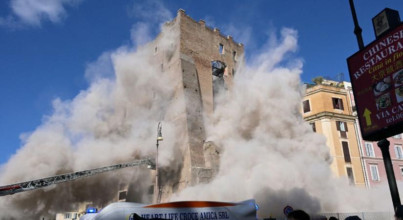 Összeomlott egy középkori torony Rómában: egy munkás súlyosan megsérült