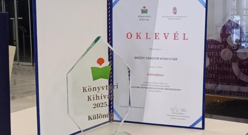Országos első helyet ért el a Bródy Sándor Könyvtár a digitális szolgáltatások népszerűsítésében