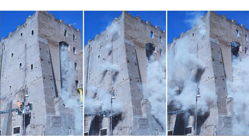 Részben leomlott egy középkori torony Rómában: a romok alól élve kimentett férfi később, a kórházban meghalt